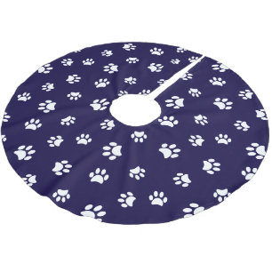 Jupon De Sapin En Polyester Brossé Bleu Blanc Chien Chat Empreintes de pattes Motif N