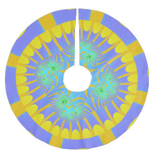 Jupon De Sapin En Polyester Brossé Bleu clair coloré et Fractal jaune