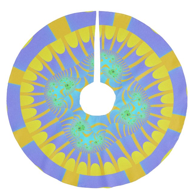 Jupon De Sapin En Polyester Brossé Bleu clair coloré et Fractal jaune (Devant)