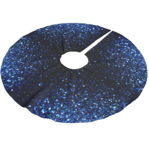 Jupon De Sapin En Polyester Brossé Bleu foncé brillant faux parties scintillant scint