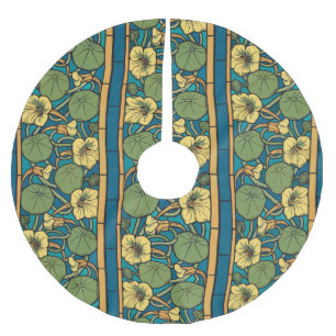 Jupon De Sapin En Polyester Brossé Bleu jaune Nasturtium Fleur Nouveau Motif