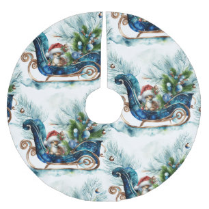 Jupon De Sapin En Polyester Brossé Bleu Sled Bébé Reindeer