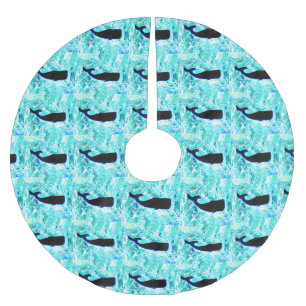 Jupon De Sapin En Polyester Brossé bleu Thunder_Cove de baleines noires