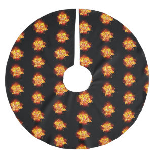Jupon De Sapin En Polyester Brossé Blooming Fire Rose