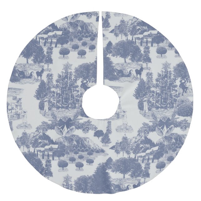 Jupon De Sapin En Polyester Brossé Blue Christmas Winter Wonderland (Devant)