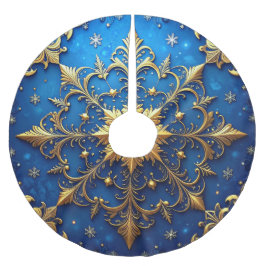 Jupon De Sapin En Polyester Brossé Blue Decorative Tree Skirt