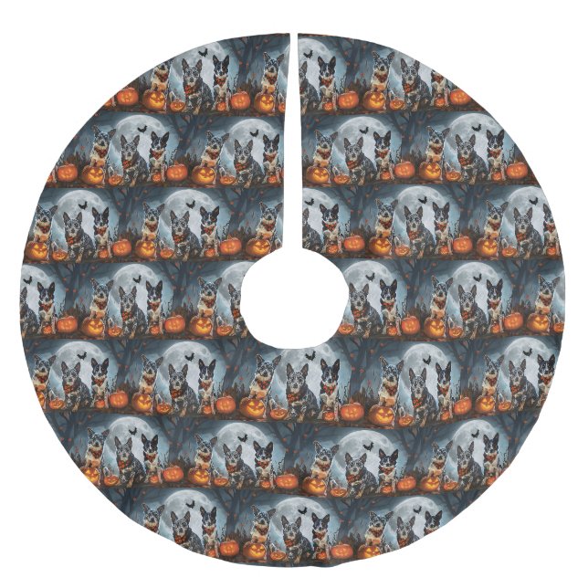 Jupon De Sapin En Polyester Brossé Blue Heeler Halloween Épouvantable (Devant)