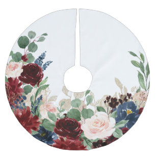 Jupon De Sapin En Polyester Brossé Boho Bloom Brousset rouge de Bourgogne et Motif