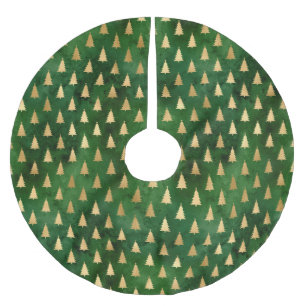 Jupon De Sapin En Polyester Brossé Boho Green Gold Trees Noël