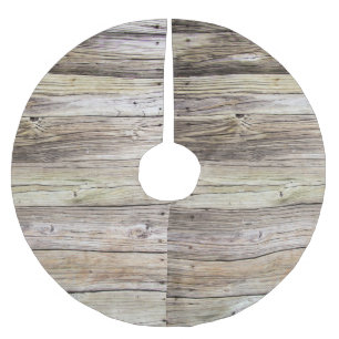Jupon De Sapin En Polyester Brossé Bois rustique Treeskirt