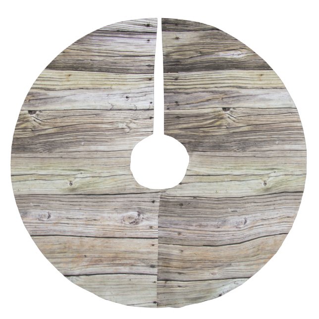Jupon De Sapin En Polyester Brossé Bois rustique Treeskirt (Devant)