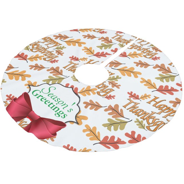Jupon De Sapin En Polyester Brossé Bon thanksgiving Bonnes Fêtes (Angle)