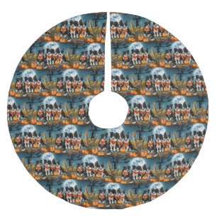 Jupon De Sapin En Polyester Brossé Bordure Collie Halloween Éffrayant
