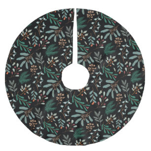 Jupon De Sapin En Polyester Brossé Botanique de Noël noir