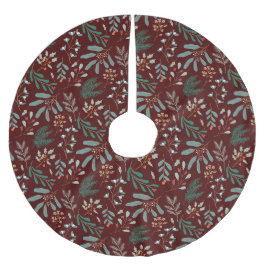Jupon De Sapin En Polyester Brossé Botanique de Noël rouge