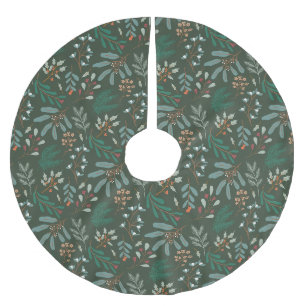 Jupon De Sapin En Polyester Brossé Botanique de Noël verte