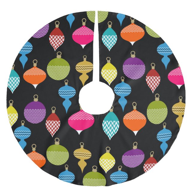 Jupon De Sapin En Polyester Brossé Boule décorative de Noël rétro (Devant)