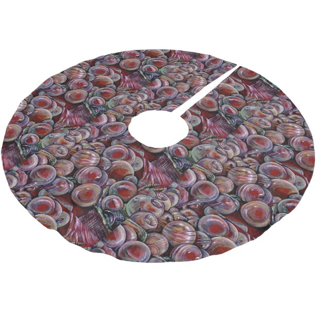 Jupon De Sapin En Polyester Brossé Boules de Noël rouges (Angle)