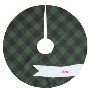 Jupon De Sapin En Polyester Brossé Buffalo check Celtic Green and Black Squares Plaid