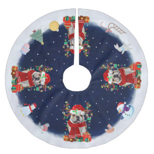 Jupon De Sapin En Polyester Brossé Bulldog anglais laissez neiger
