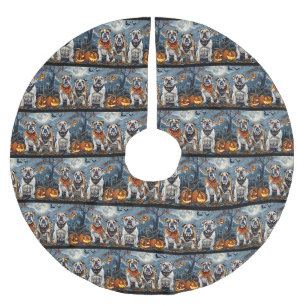 Jupon De Sapin En Polyester Brossé Bulldog Halloween Éffrayant