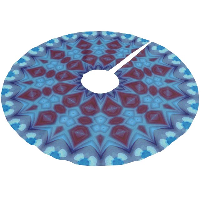 Jupon De Sapin En Polyester Brossé burgundy and blue 001 Tree Skirt (Angle)