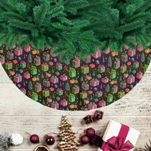 Jupon De Sapin En Polyester Brossé Cadeaux de Noël Colorés Moderne Hiver