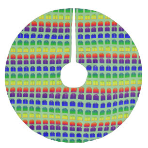 Jupon De Sapin En Polyester Brossé Cadeaux de Noël Présente Boîtes Arc-en-ciel Rouge 