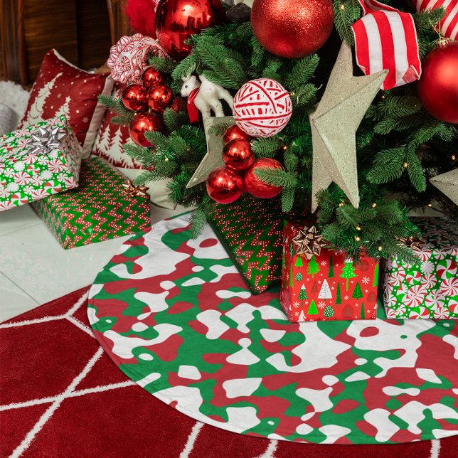 Jupon De Sapin En Polyester Brossé Camouflage de Noël (Christmas Camouflage Brushed Polyester Tree Skirt)