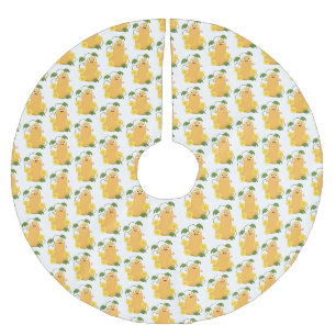 Jupon De Sapin En Polyester Brossé Caricature citrouille gourde en beuret joyeux