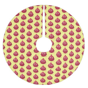 Jupon De Sapin En Polyester Brossé Caricature de fruits à la grenade joyeux