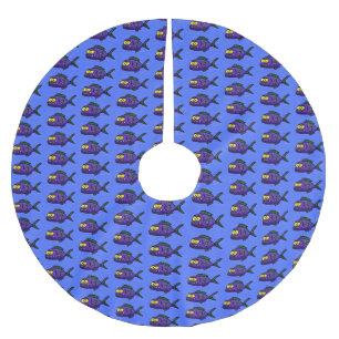 Jupon De Sapin En Polyester Brossé Caricature de poisson de Piranha