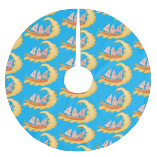 Jupon De Sapin En Polyester Brossé Caricature de surf pour chips de maïs mignonette n