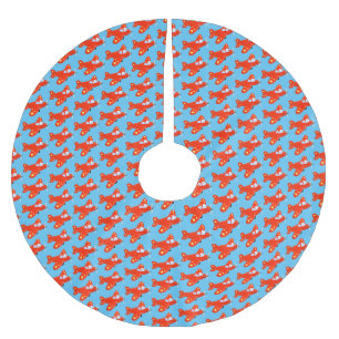 Jupon De Sapin En Polyester Brossé Caricature de vol d'avion rouge mignon