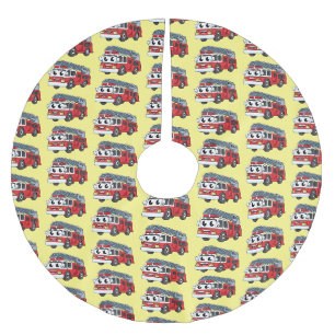 Jupon De Sapin En Polyester Brossé Caricature du moteur de feu joyeux