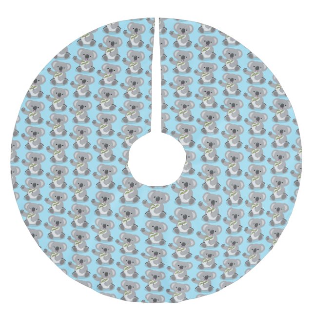 Jupon De Sapin En Polyester Brossé Caricature joyeux koala agitant (Devant)