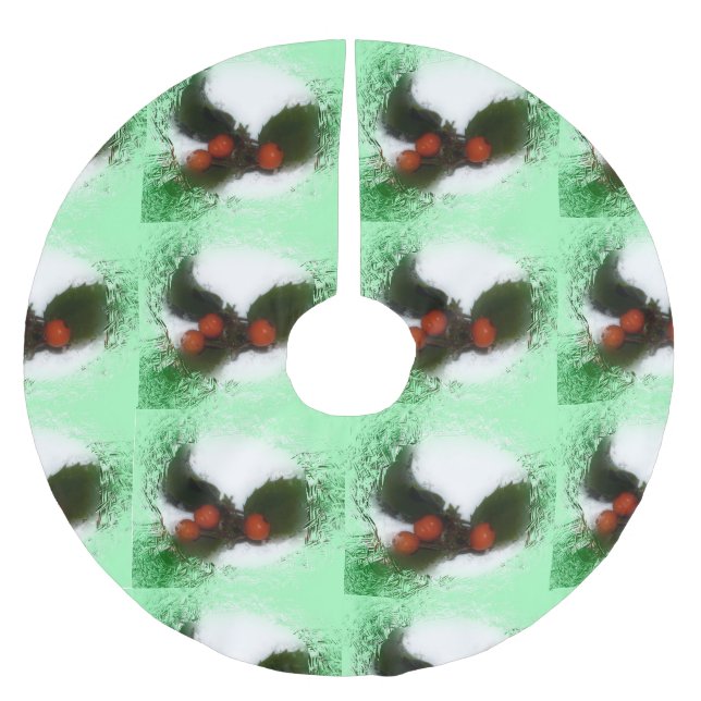 Jupon De Sapin En Polyester Brossé Carrelage vert gelé Holly (Devant)