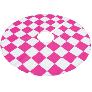 Jupon De Sapin En Polyester Brossé Carrés à carreaux rose vif blanc géométrique rétro