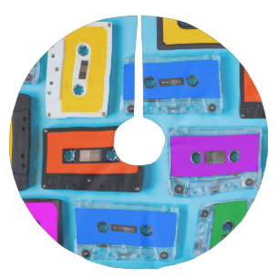 Jupon De Sapin En Polyester Brossé Cassette Rétro : Collection Arrière - plan Bleue