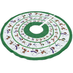 Jupon De Sapin En Polyester Brossé Cercle de bonshommes de neige de Noël