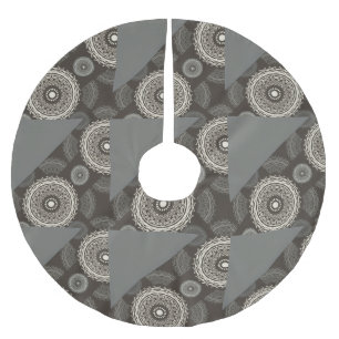 Jupon De Sapin En Polyester Brossé Cercles Gris Argent Abstrait