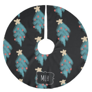 Jupon De Sapin En Polyester Brossé Chalk de Noël Doodles Arbre Famille initiale