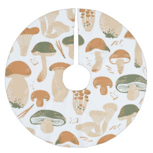 Jupon De Sapin En Polyester Brossé Champignons comestibles Linocut Motif Vintage