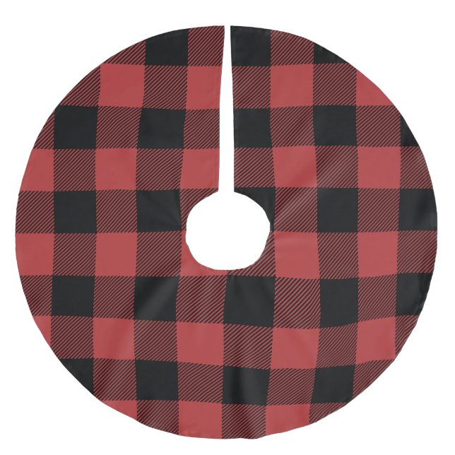 Jupon De Sapin En Polyester Brossé Chèque de Buffle Noir Rouge (Devant)