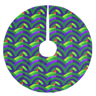 Jupon De Sapin En Polyester Brossé chevrons verts/rouges d'esprit de vacances