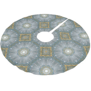 Jupon De Sapin En Polyester Brossé Chic Bohème Vintage Mode Argent bleu mandala