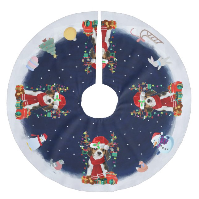 Jupon De Sapin En Polyester Brossé Chien beagle Laisse tomber (Devant)