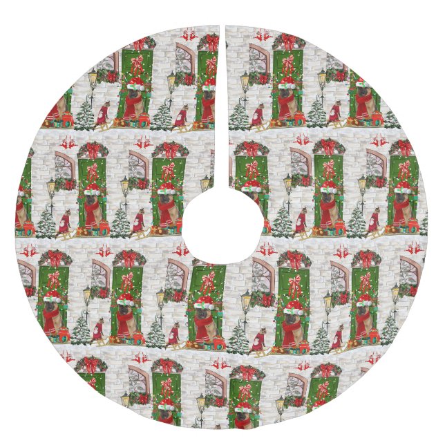Jupon De Sapin En Polyester Brossé Chien berger allemand Noël (Devant)