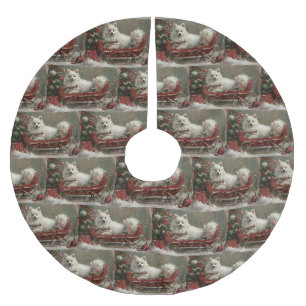 Jupon De Sapin En Polyester Brossé Chien Esquimau Américain Noël Festif
