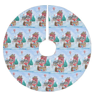 Jupon De Sapin En Polyester Brossé Chien Saint-Bernard Dans flocon de neige Maison de